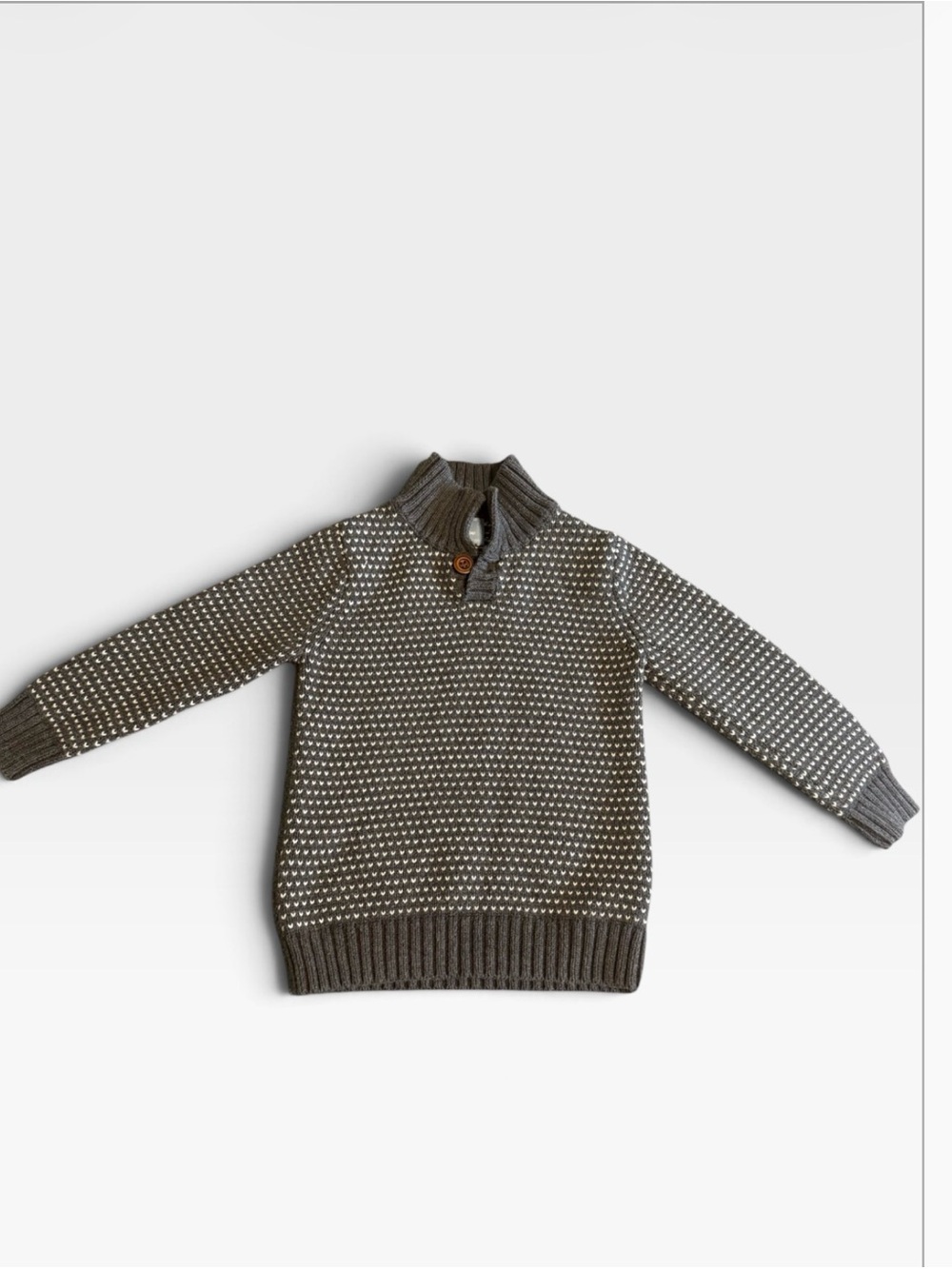 Baby Gap 3Y Toddler Boys Gray Knit Sweater • Button Mock Neck